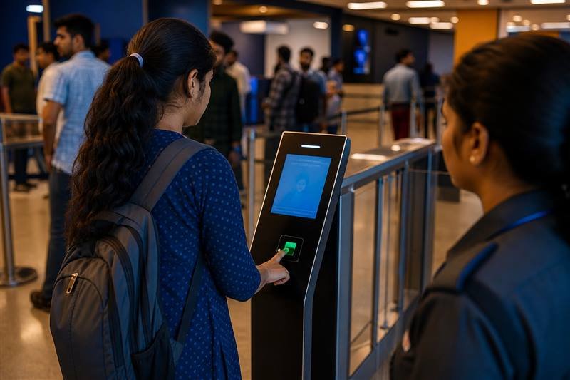 Biometric verification desk for SecureTechBee CBT and PBT exam entry